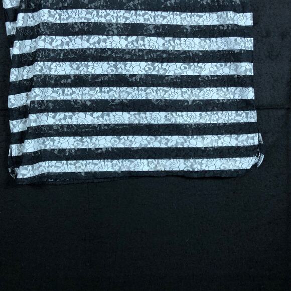 Express Womens Blouse Black White Lace Striped Sheer Tank Scoop Neck Stretch S - Picture 3 of 12